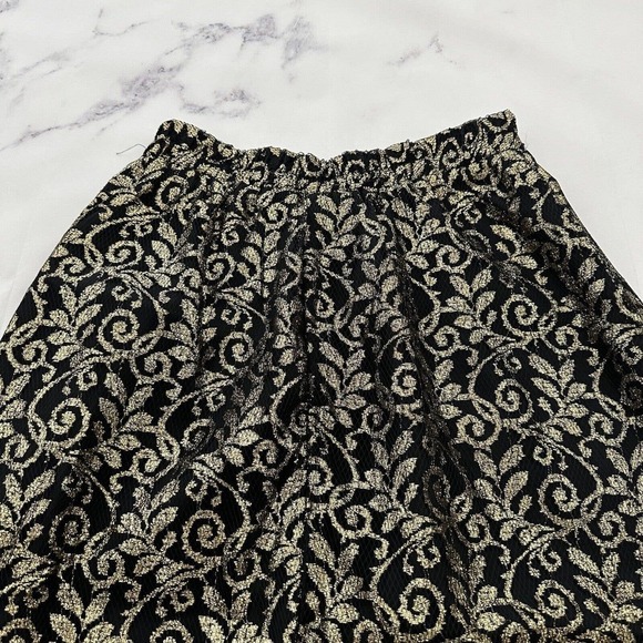 Christine David Womens Vintage Midi Skirt Size M New Gold Black Lace Metallic - Picture 8 of 10